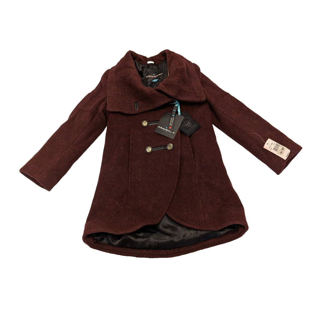 Mackage Mini Girls Wool Coat Size 8 Wine Double Breasted Canada Designer
